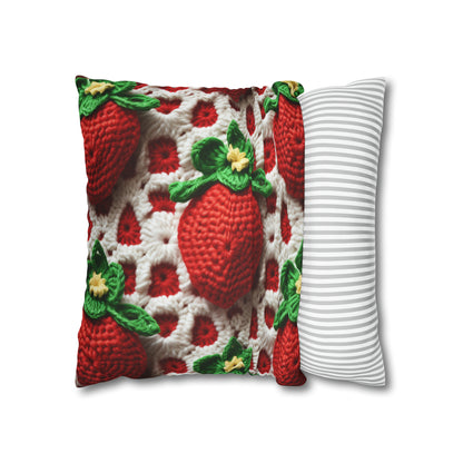 Strawberry Crochet Pattern - Amigurumi Strawberries - Fruit Design for Home and Gifts - Spun Polyester Square Pillow Case