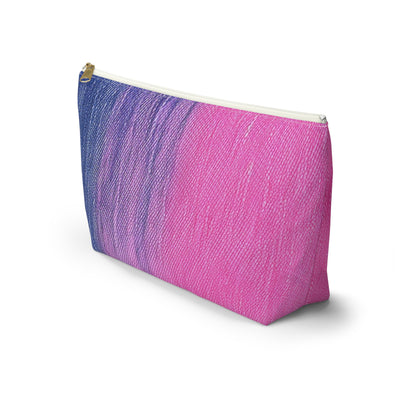 Dual Delight: Half-and-Half Pink & Blue Denim Daydream - Accessory Pouch w T-bottom