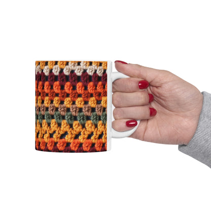 Otoño de Acción de Gracias de crochet: colores de moda clásicos para un look de temporada - Taza de cerámica de 11 oz