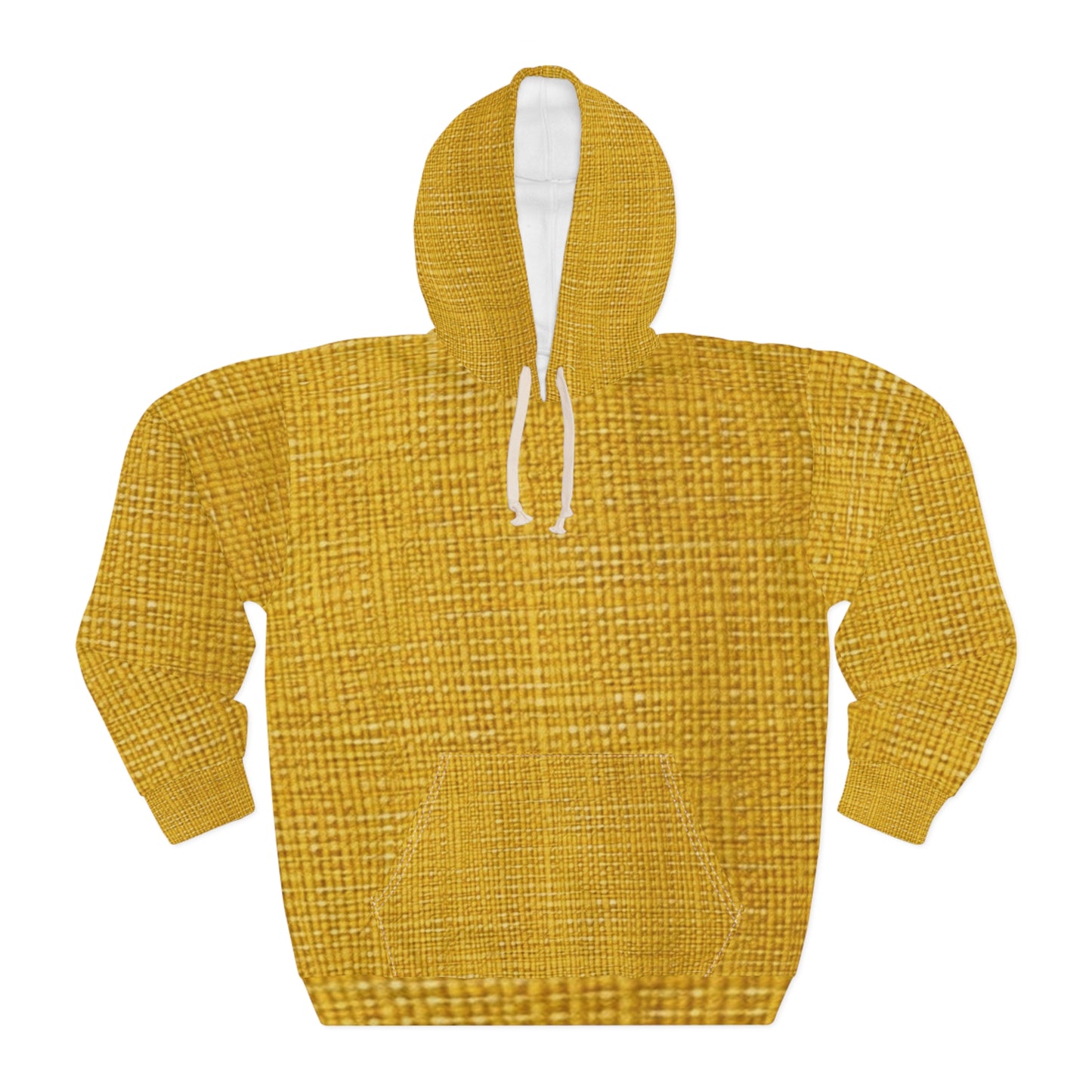 Radiant Sunny Yellow: Denim-Inspired Summer Fabric - Unisex Pullover Hoodie (AOP)