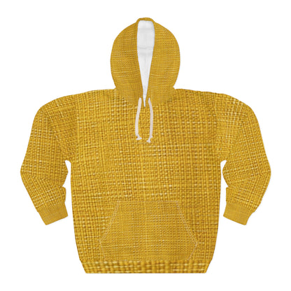 Radiant Sunny Yellow: Denim-Inspired Summer Fabric - Unisex Pullover Hoodie (AOP)