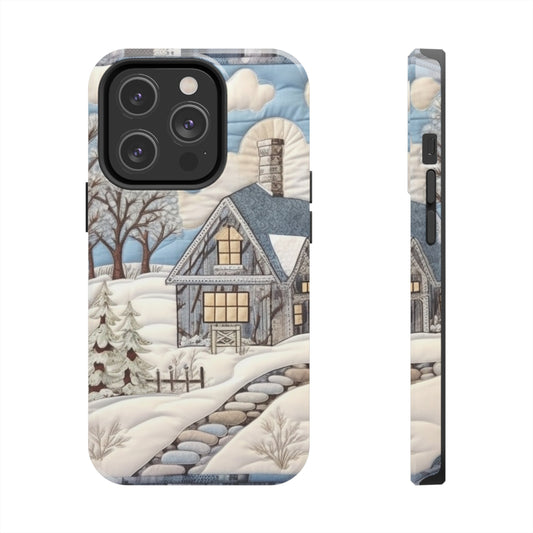 Rustic Snow House - Stone Walkway - Cottagecore Winter Bliss - Nostalgic Charm - Snowy Retreat Decor - Tough Phone Cases