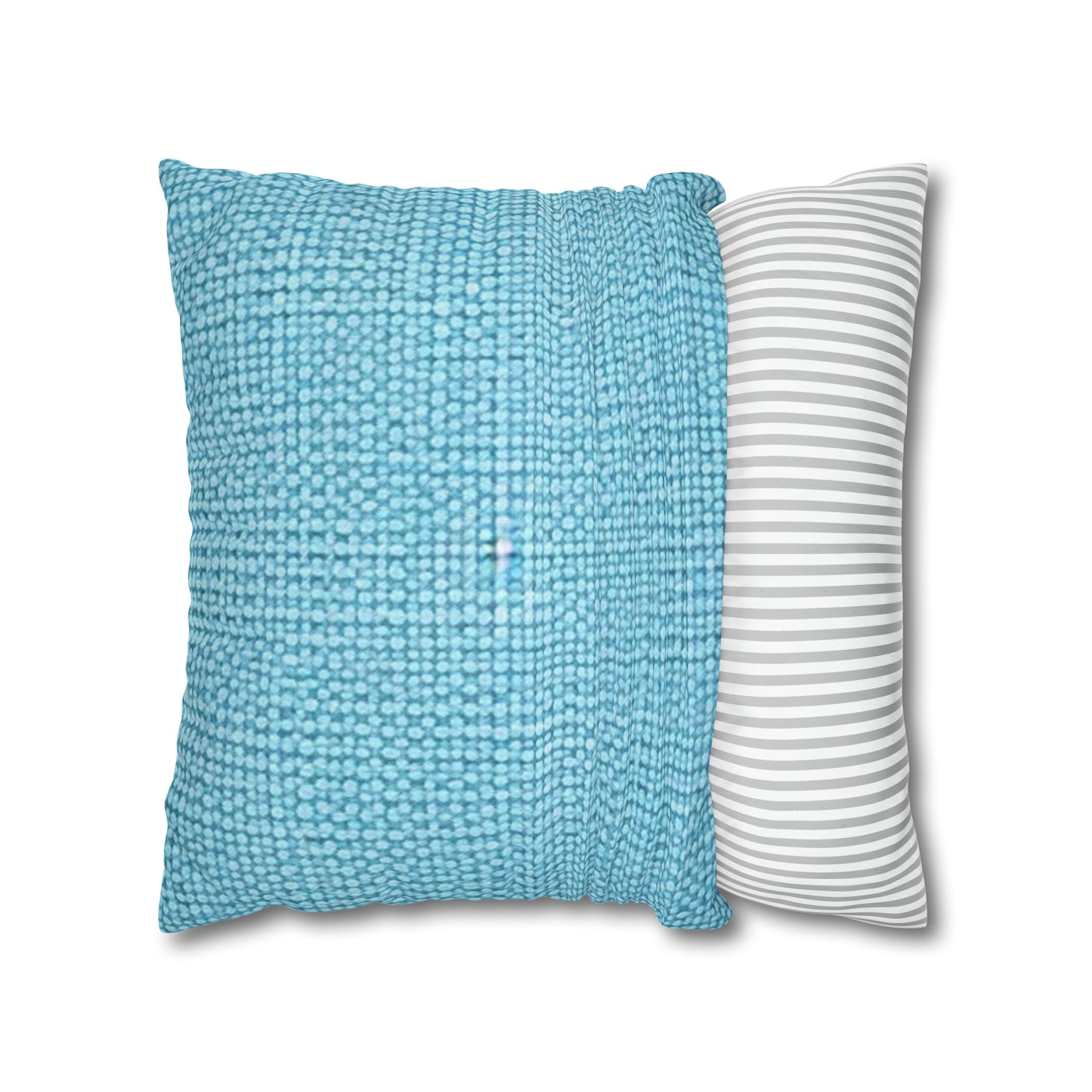 Bright Aqua Teal: Denim-Inspired Refreshing Blue Summer Fabric - Spun Polyester Square Pillow Case