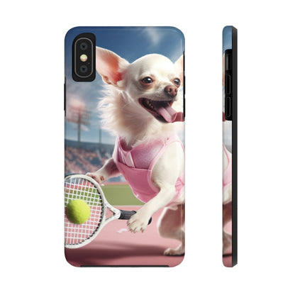 Chihuahua Tennis Ace: Dog Pink Outfit, Court Atheletic Sport Game - Tough Phone Cases