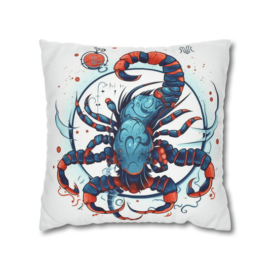 Cute Scorpio Zodiac Sign - Big Claws, Long Tail Cosmic Astrology Symbol - Spun Polyester Square Pillow Case