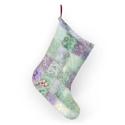 Medley Patchwork - Muted Pastels, Gingham & Lace, Boho Paisley Mix, Quilted Aesthetic Design - Christmas Stockings