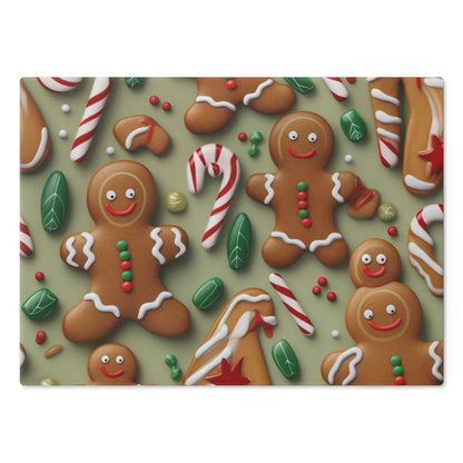 Gingerbread Man Christmas Cookie - Tree - Candy Cane - Cutting Board