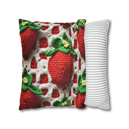 Strawberry Crochet Pattern - Amigurumi Strawberries - Fruit Design for Home and Gifts - Spun Polyester Square Pillow Case