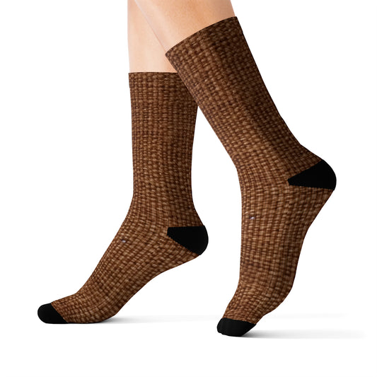 Luxe Dark Brown: Denim-Inspired, Distinctively Textured Fabric -  Sublimation Socks