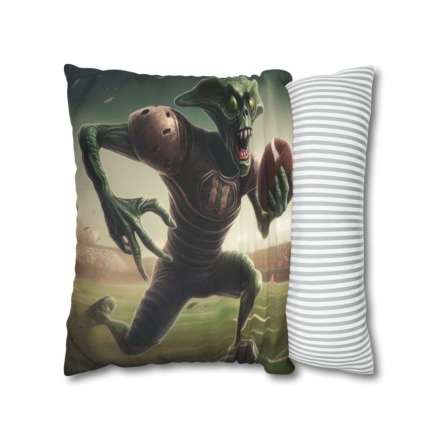 Alien Football Space Sport Game Stadium Athlete Galaxy Player - Spun Polyester Square Pillow Case