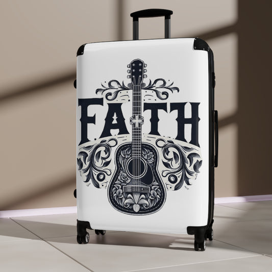 Guitar Cross Faith - Christian Gift, Love and Grace, Faithful, Jesus - Suitcase