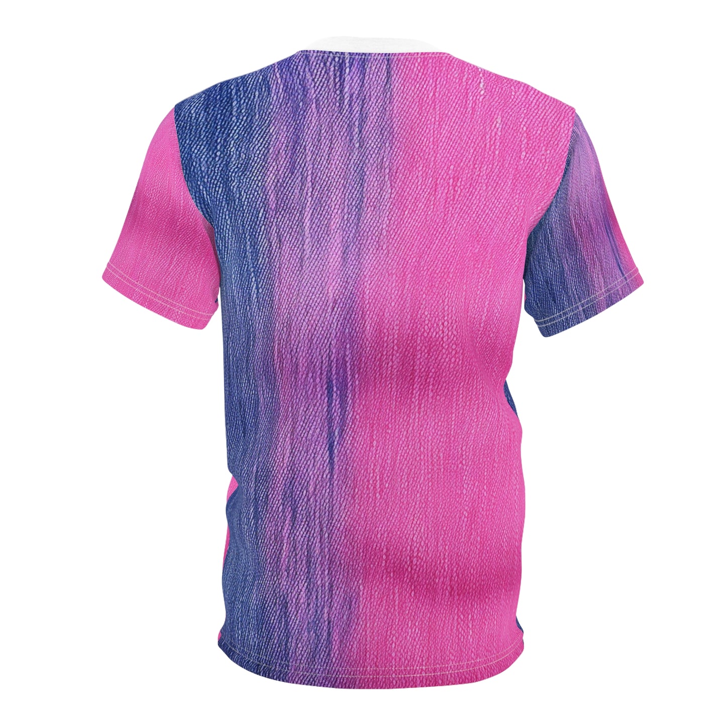 Dual Delight: Half-and-Half Pink & Blue Denim Daydream - Unisex Cut & Sew Tee (AOP)