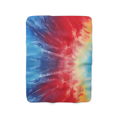 Rainbow Tie-Dye Denim: Vibrant Multi-Color, Fabric Design Spectacle - Sherpa Fleece Blanket