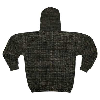 Sophisticated Seamless Texture - Black Denim-Inspired Fabric - Unisex Zip Hoodie (AOP)