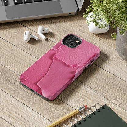 Distressed Neon Pink: Edgy, Ripped Denim-Inspired Doll Fabric - Tough Phone Cases