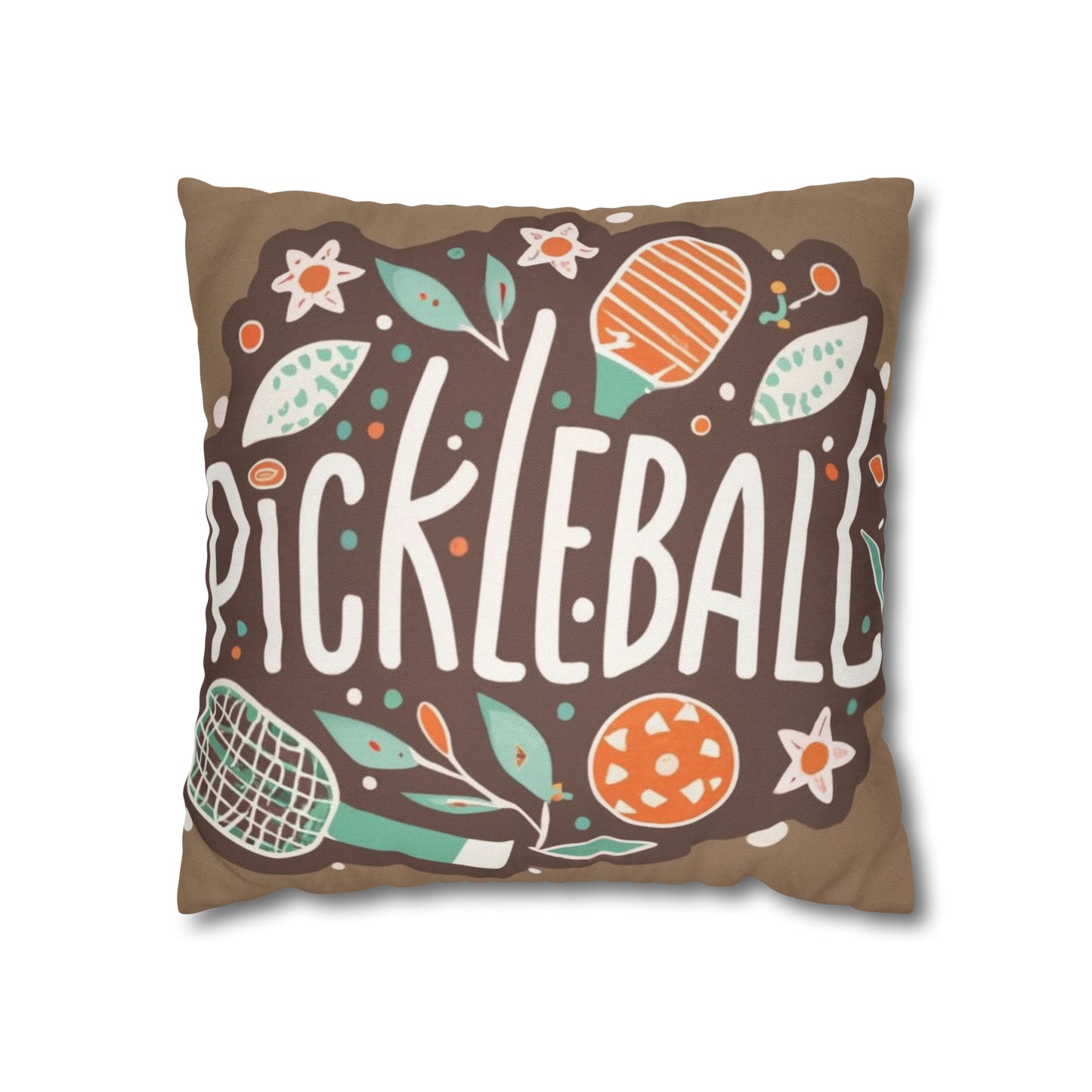 Pickleball Boho Graphic - Regalo deportivo - Funda de almohada cuadrada de poliéster hilado 