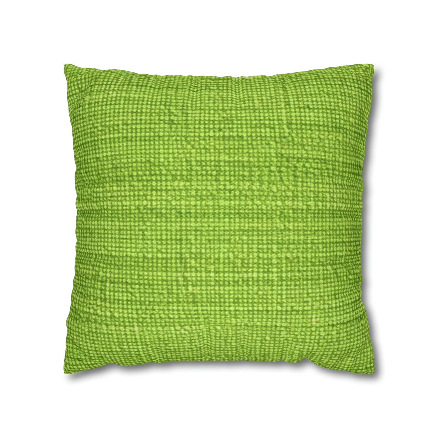 Lush Grass Neon Green: estilo de tela primaveral inspirado en la mezclilla - Funda de almohada cuadrada de poliéster hilado