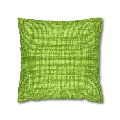 Lush Grass Neon Green: estilo de tela primaveral inspirado en la mezclilla - Funda de almohada cuadrada de poliéster hilado