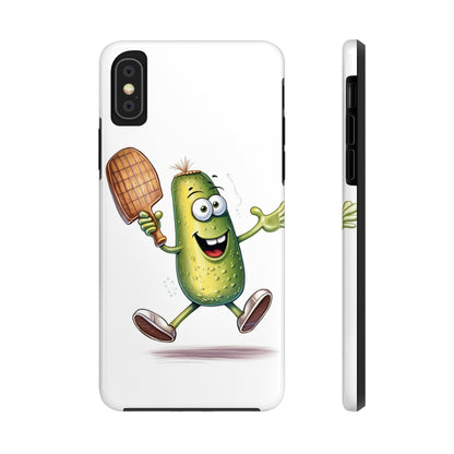 Pickle Player Action: Cartoon Swinging Pickleball Paddle - Sporty Charm - Tough Phone Cases