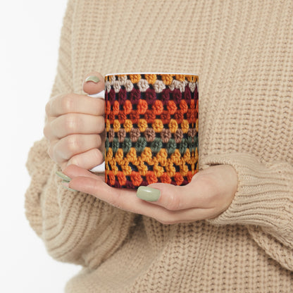 Otoño de Acción de Gracias de crochet: colores de moda clásicos para un look de temporada - Taza de cerámica de 11 oz