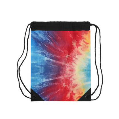 Rainbow Tie-Dye Denim: Vibrant Multi-Color, Fabric Design Spectacle - Drawstring Bag