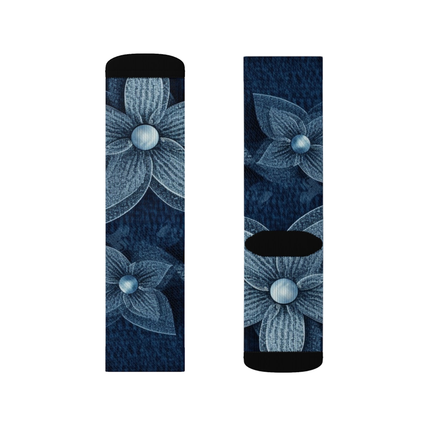 Hawaiian Flower Design - Denim-Inspired Decor Piece - Sublimation Socks