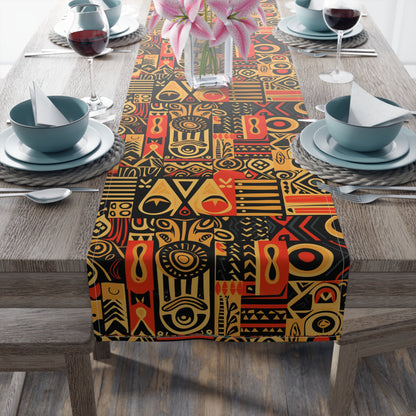 Tribal Art-Inspired Abstract Symbols, Heritage - Table Runner (Cotton, Poly)