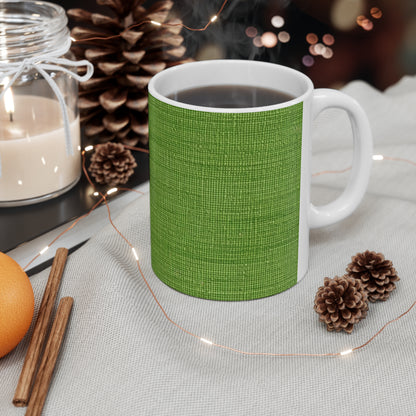 Olive Green Denim-Style: Seamless, Textured Fabric - Ceramic Mug 11oz