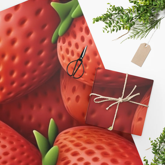 Garden Strawberries- Wild Sweet Gourmet - Farm Growing Ripe Red Fruit -Wrapping Paper