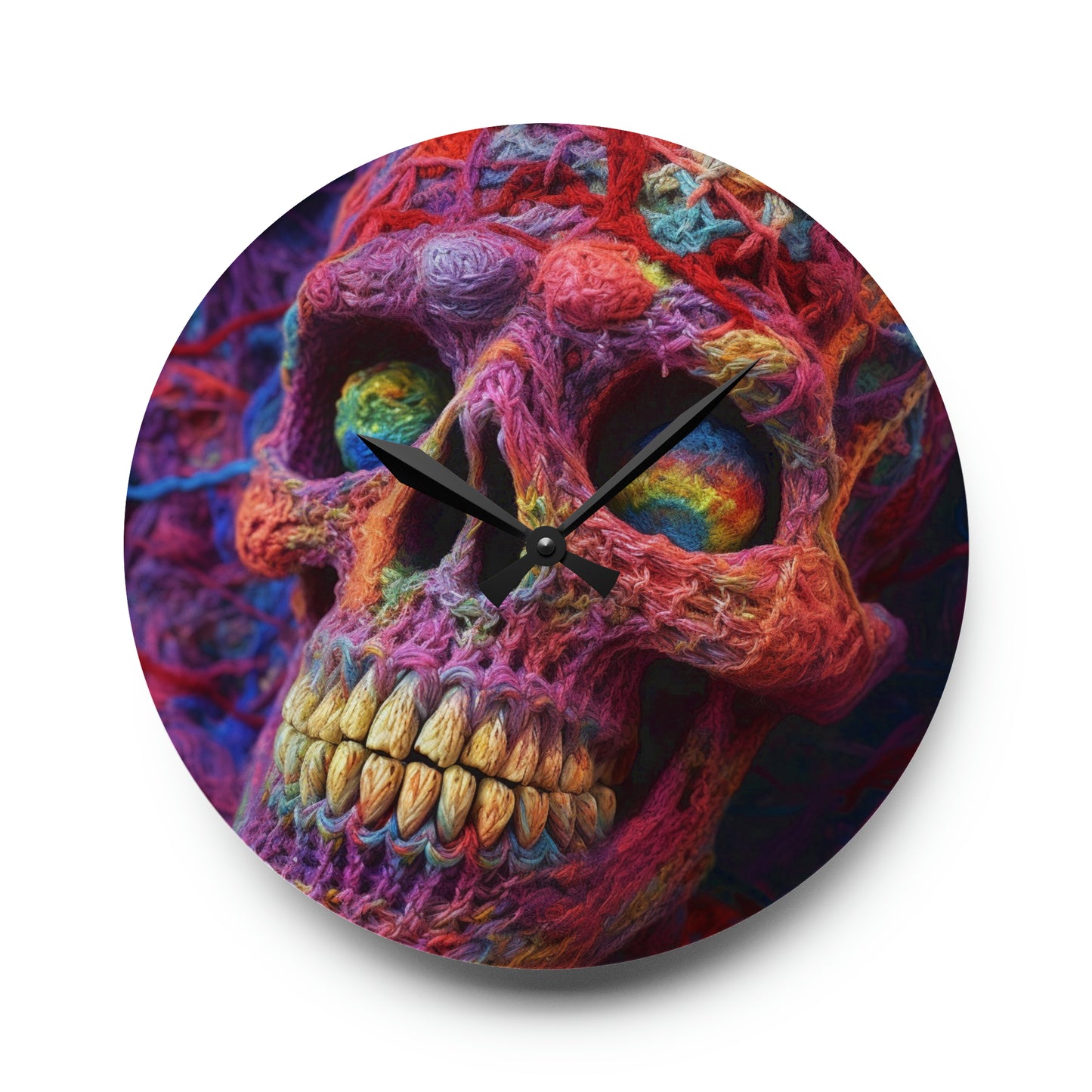 Crochet Skeleton Skull Halloween Horror Scary Style - Acrylic Wall Clock