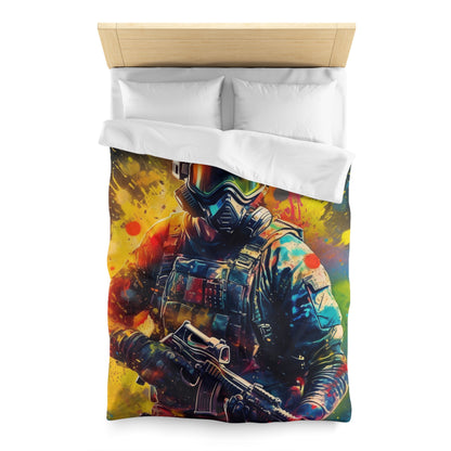 Paintball Game Sport: Professional Action Shot Target Player - Microfiber Duvet Cover