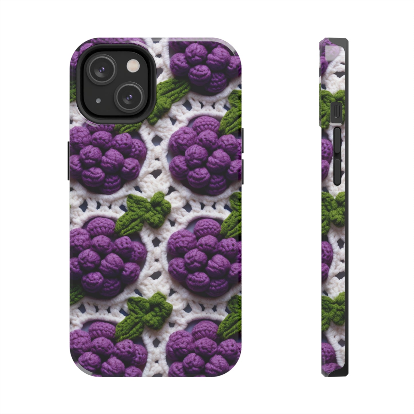 Crochet Grapes Pattern - Granny Square Design - Fresh Fruit Pick - Orchard Purple Snack Food - Tough Phone Cases