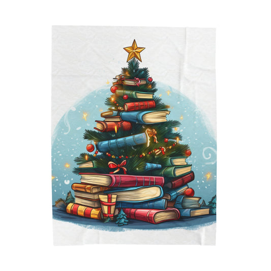 Book Lover Christmas Tree, Gift For Readers - Velveteen Plush Blanket