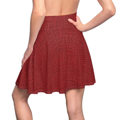 Bold Ruby Red: Denim-Inspired, Passionate Fabric Style - Women's Skater Skirt (AOP)