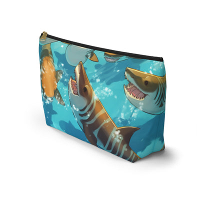 Tiger Shark: Ocean Marine Wildlife - Underwater - Accessory Pouch w T-bottom