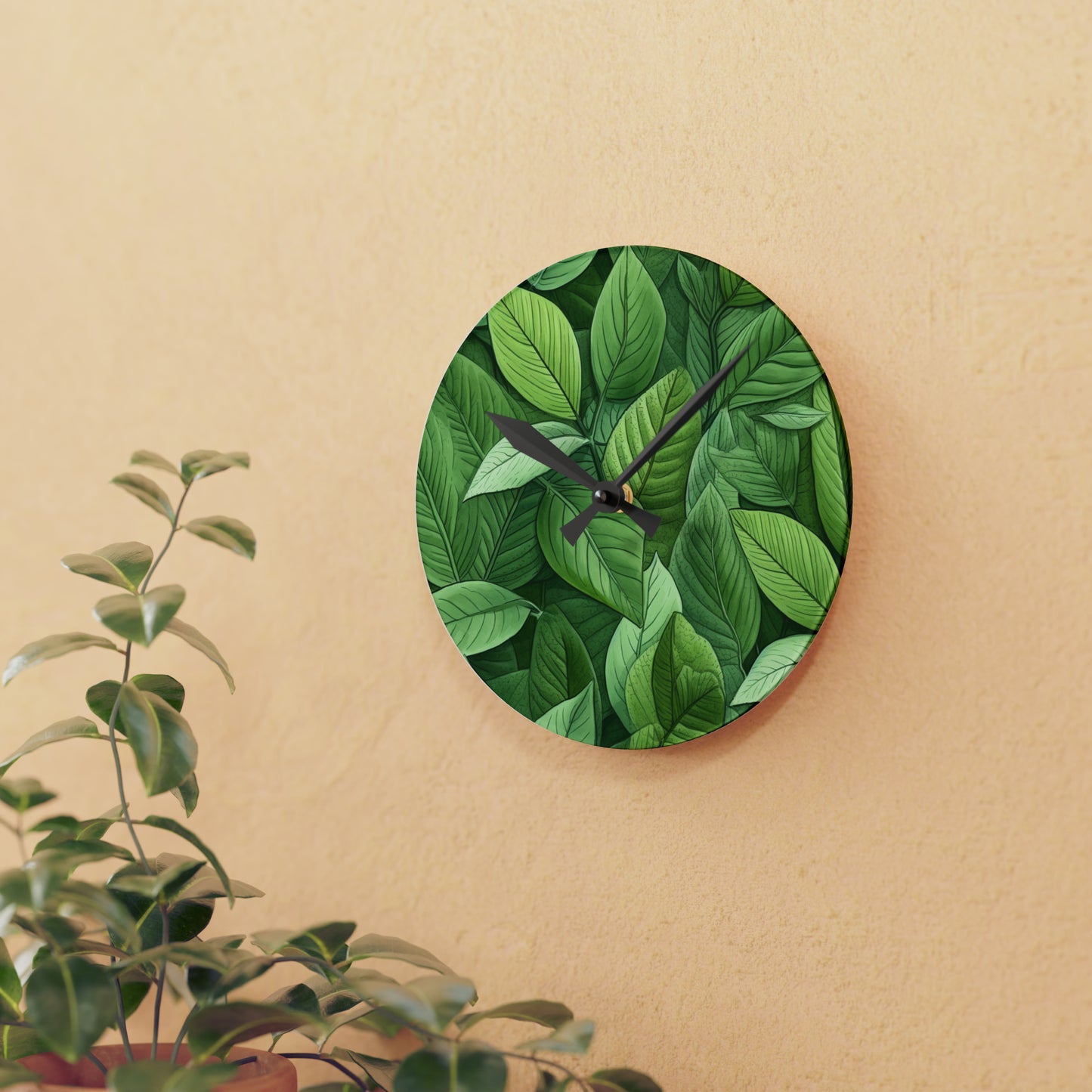 Green Plant - Acrylic Wall Clock