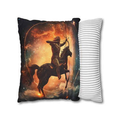 Sagittarius Constellation Totem - Archer in Action Zodiac Symbol - Spun Polyester Square Pillow Case