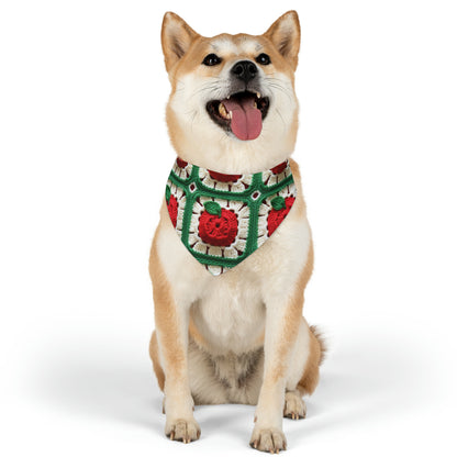 Apple Granny Square Crochet Pattern: Wild Fruit Tree, Delicious Red Design - Dog & Pet Bandana Collar