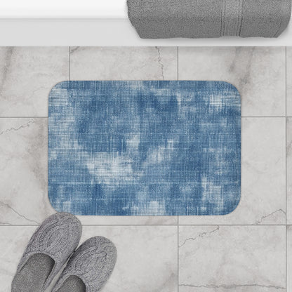 Azul descolorido descolorido: tela con estilo inspirada en la mezclilla - Alfombra de baño