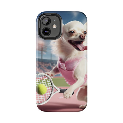 Chihuahua Tennis Ace: Dog Pink Outfit, Court Atheletic Sport Game - Tough Phone Cases