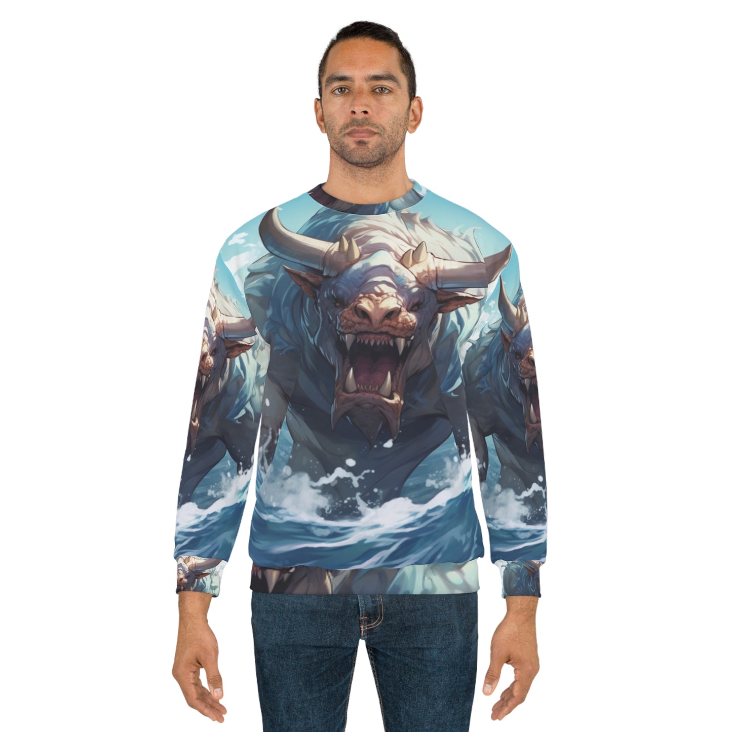 Bull Shark Fusion: Water Fantasy - Hybrid Ocean Marine Animal - Unisex Sweatshirt (AOP)