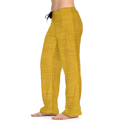 Radiant Sunny Yellow: Denim-Inspired Summer Fabric - Women's Pajama Pants (AOP)
