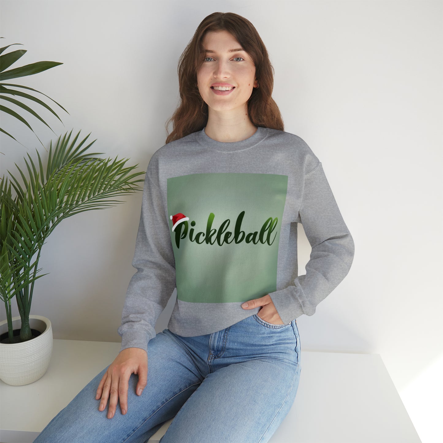 Temporada navideña de Pickleball - Sudadera unisex con cuello redondo Heavy Blend™