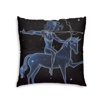 Sagittarius Zodiac in Starlit Universe - Fluorescent Colors - Tufted Floor Pillow, Square