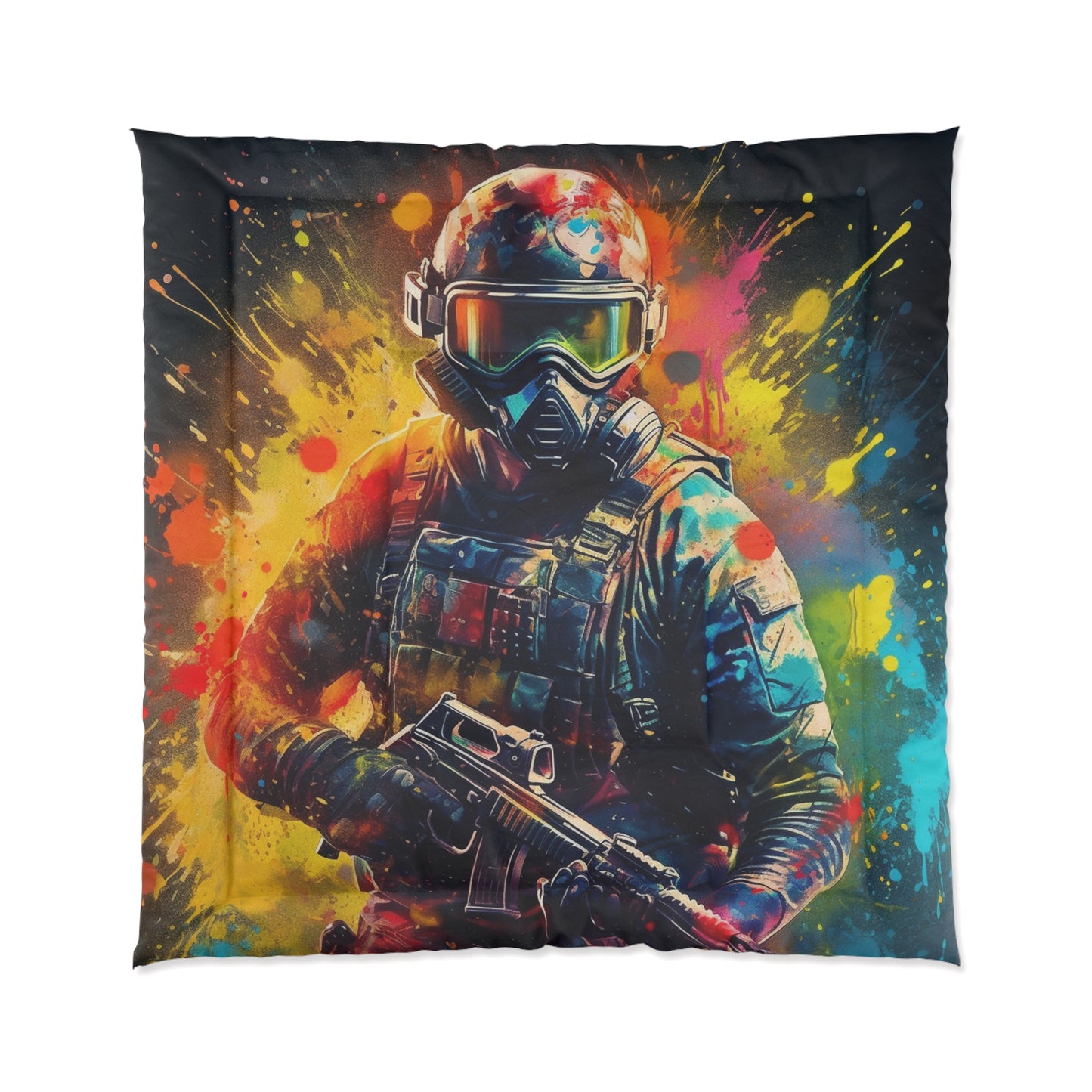 Paintball Game Sport: Professional Action Shot Target Player - Bed Comforter