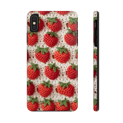 Strawberry Traditional Japanese, Crochet Craft, Fruit Design, Red Berry Pattern - Tough Phone Cases