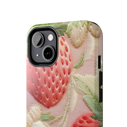 Red Berry Strawberries - Embroid Fruit - Healthy Crop Feast Food Design - Tough Phone Cases