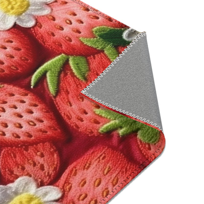 Strawberry Strawberries Embroidery Design - Fresh Pick Red Berry Sweet Fruit - Area Rugs