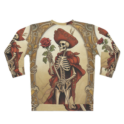 Tarot de cartas de la muerte - Esqueleto, rosa y viaje de transformación - Sudadera unisex (AOP) 