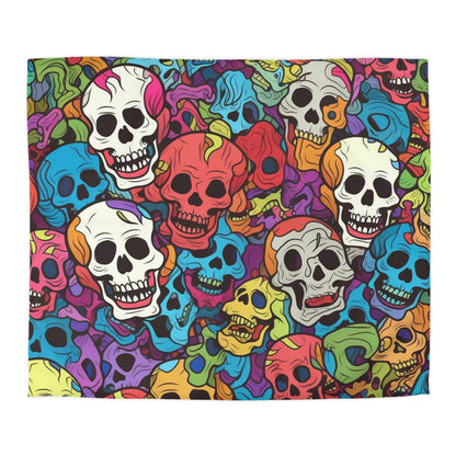 Patrón de cabeza de calavera de arco iris psicodélico, colores vibrantes - Funda nórdica de microfibra 